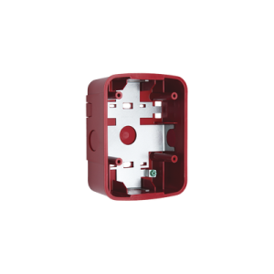 caja de montaje en pared para bocina y bocina con lampara estroboscopica y para montaje en techo de bocinas, color rojo