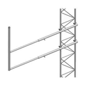 brazo tipo "f" para tramos stz 35g, galvanizado por inmersión en caliente.