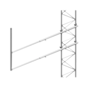 brazo tipo "f" para tramos stz 90g, galvanizado por inmersión caliente.