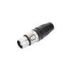 conector hembra xlr de 3 núcleos con carcasa de acero inoxidable y contactos chapados en oro