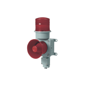 combinación de baliza led color roja con sirena electrónica para aplicaciones de la industria pesada máx.114 db a 220 vca