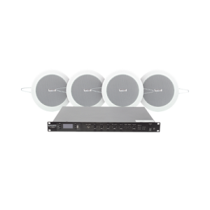 kit de amplificador de 120w para escritorio | 4 altavoces de plafón de 4in | 3 6w | sistema 70/100v