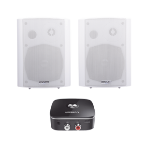 kit altavoces + modulo receptor bt | montaje en pared | 2x20w rms | material abs y reja metálica | bracket de metal | color blanco