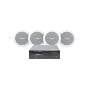 kit de amplificador de 120w para escritorio | 4 altavoces de plafón de 4in | 3 6w | sistema 70/100v