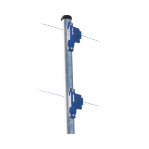 aislador de paso colo azul reforzado para cercos eléctricos, resistente al clima extremoso
