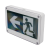 letrero exterior de señalización salida "hombre corriendo"/ alto brillo / uso en pared, lateral o techo / batería de respaldo incluida con hasta 120 minutos de duración