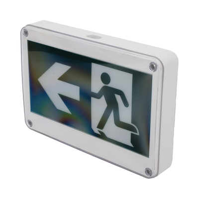 letrero exterior de señalización salida "hombre corriendo"/ alto brillo / uso en pared, lateral o techo / batería de respaldo incluida con hasta 120 minutos de duración letrero exterior de señalización salida "hombre corriendo"/ alto brillo / uso en pared, lateral o techo / batería de respaldo incluida con hasta 120 minutos de duración