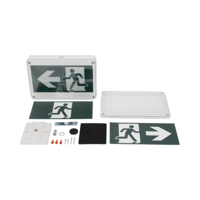 letrero exterior de señalización salida "hombre corriendo"/ alto brillo / uso en pared, lateral o techo / batería de respaldo incluida con hasta 120 minutos de duración letrero exterior de señalización salida "hombre corriendo"/ alto brillo / uso en pared, lateral o techo / batería de respaldo incluida con hasta 120 minutos de duración