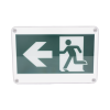 letrero exterior de señalización salida "hombre corriendo"/ alto brillo / uso en pared, lateral o techo / batería de respaldo incluida con hasta 120 minutos de duración