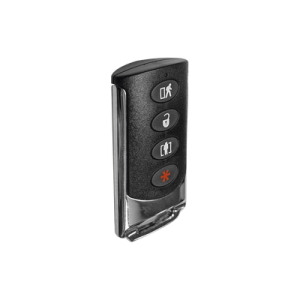 llavero remoto de 4 botones de uso rudo ideal para armado total/parcial/desarmado/pánico. duracion de batería hasta 5 años.