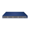 switch administrable stacking capa 3, 48 puertos poe gigabit 802.3at, 6 puertos sfp de 10 g, incluye fuente redundante de 55 v cc