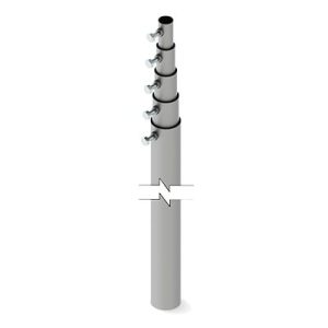 mástil telescópico de 15 m (49.2 ft) compuesto por 5 secciones concéntricas (requiere accesorios de instalación)
