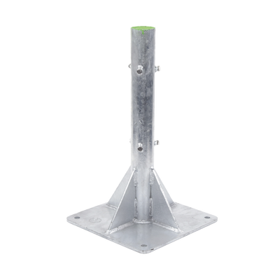 base para mástil hasta 2" con opresores, base de 50 x 50 cm y tubo de 80 cm ced. 30. galv. inmersión. base para mástil hasta 2" con opresores, base de 50 x 50 cm y tubo de 80 cm ced. 30. galv. inmersión.