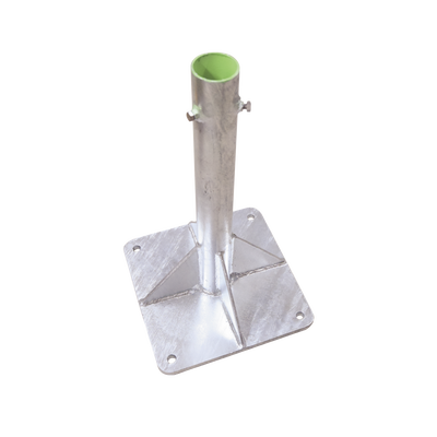base para mástil hasta 2" con opresores, base de 30 x 30 cm y tubo de 50 cm ced. 30. galv. inmersión. base para mástil hasta 2" con opresores, base de 30 x 30 cm y tubo de 50 cm ced. 30. galv. inmersión.