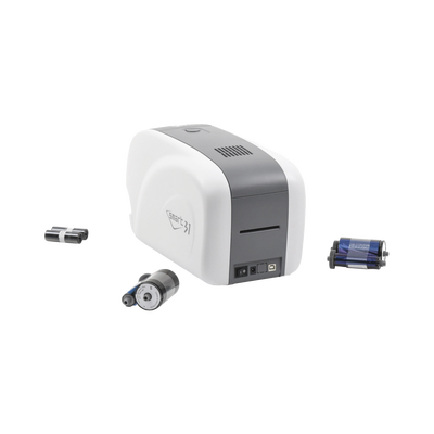 kit impresora de tarjetas pvc/ una cara /incluye: 2 x ribbons, 100 tarjetas pvc, software, kit limpieza, garantia 3 años, mascara de seguridad uv kit impresora de tarjetas pvc/ una cara /incluye: 2 x ribbons, 100 tarjetas pvc, software, kit limpieza, garantia 3 años, mascara de seguridad uv
