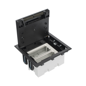 caja para instalación en piso falso para voz, datos o contactos eléctricos / capacidad para 2 módulos / espacio embellecedor en la tapa / profundidad ajustable de 90 a 120 mm / los módulos se adquieren aparte / (sf210/14cy)