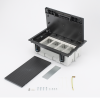 caja para instalación en piso falso para voz, datos o contactos eléctricos / capacidad para 4 módulos / espacio embellecedor en la tapa / profundidad ajustable de 90 a 120 mm / los módulos se adquieren aparte / (sf410/14cy)