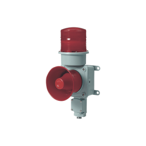 combinación de baliza led color roja con sirena electrónica para aplicaciones de la industria pesada máx.120 db a 120 vca