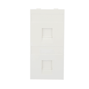 placa plana de voz y datos con guardapolvo para 2 rj45 / color blanco / 2 puertos para jacks keystone / compatible con cajas de pavimento sm cpav 2 y sm cpav 4 / modelo s76b/9