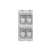 placa plana de voz y datos con guardapolvo para 4 rj45 / color blanco / 4 puertos para jacks keystone / compatible con cajas de pavimento sm cpav 2 y sm cpav 4 / modelo s76c/9