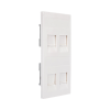 placa plana de voz y datos con guardapolvo para 4 rj45 / color blanco / 4 puertos para jacks keystone / compatible con cajas de pavimento sm cpav 2 y sm cpav 4 / modelo s76c/9