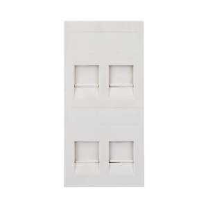 placa plana de voz y datos con guardapolvo para 4 rj45 / color blanco / 4 puertos para jacks keystone / compatible con cajas de pavimento sm cpav 2 y sm cpav 4 / modelo s76c/9