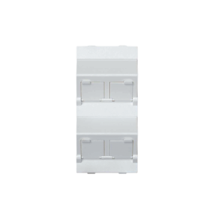 (s80cmd64/9) placa voz y datos inclinada con guardapolvo y adaptador cuádruple para rj45 keystone