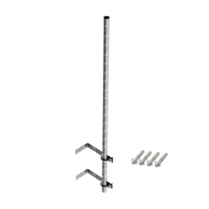 mástil de 3 m de 1 1/2" diámetro ced. 30 con herrajes para sujeción a pared.