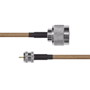 jumper de cable coaxial rg 142/u de 180 cm y conectores n macho a mini uhf macho.