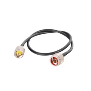 jumper de 60 cm fabricado con cable rg 58u sys, conector "n" y "uhf" del otro extremo