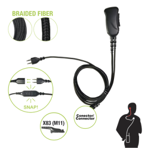 micrófono con cable de fibra trenzada serie snap compatible con motorola serie apx y trbo (xpr6xxx/7xxx).