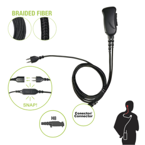 micrófono con cable de fibra trenzada serie snap compatible con hytera x1e/p,z1p and pd6.