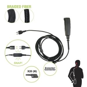 cable para micrófono audífono snap intercambiable con conector para radios icom ic f3216/4261ds/dt, ic f52d/62d, ic f3400/4400ds/dt