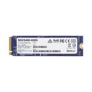 ssd 400gb nvme m.2 2280, diseñada para synology nas con ranuras m.2 integradas