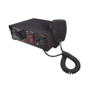 sirena vehicular de 100w de potencia, con switch giratorio de 6 posiciones y micrófono integrado de uso rudo