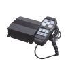 sirena vehicular de 100w de potencia, con controlador unimando para control de tonos, 4 salidas auxiliares y microfono