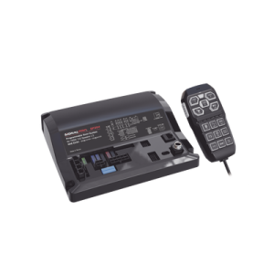 sirena vehicular de 200w de potencia, con controlador unimando de 15 botones para control de tonos, 12 salidas auxiliares y micrófono