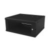 gabinete de pared fijo, con 4 unidades de rack, de 19 in, fabricado en acero, puerta perforada.