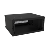 gabinete de pared fijo, con 4 unidades de rack, de 19 in, fabricado en acero, puerta perforada.