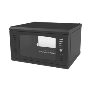 gabinete para montaje en pared, con puerta de cristal templado, cuerpo fijo, con 6 unidades de rack, de 19in, fabricado en acero