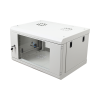 gabinete de pared de 6u con puerta de cristal templado, 455 mm de profundidad total, rack de 19'', acero reforzado color gris mate