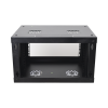 gabinete de pared de 6u con puerta perforada, 455 mm de profundidad total, rack de 19'', acero reforzado color negro