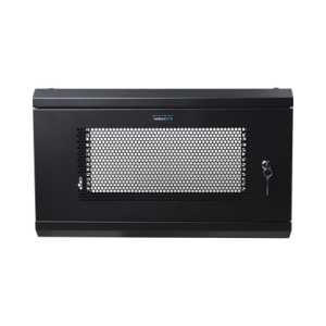 gabinete de pared de 6u con puerta perforada, 455 mm de profundidad total, rack de 19'', acero reforzado color negro