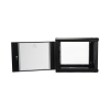 gabinete de pared de 9u con puerta de cristal templado, 455 mm de profundidad, rack de 19'', acero reforzado color negro.