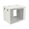 gabinete de pared de 9u con puerta de cristal templado, 479.5 mm de profundidad, rack de 19'', acero reforzado gris mate