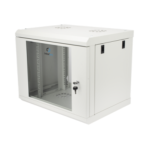 gabinete de pared de 9u con puerta de cristal templado, 479.5 mm de profundidad, rack de 19'', acero reforzado gris mate