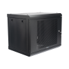 gabinete de pared de 9u con puerta perforada, 455 mm de profundidad, rack de 19'', acero reforzado color negro.