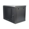 gabinete de pared de 9u con puerta perforada, 455 mm de profundidad, rack de 19'', acero reforzado color negro.