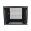 gabinete de pared de 9u con puerta perforada, 455 mm de profundidad, rack de 19'', acero reforzado color negro.