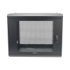 gabinete de pared de 9u con puerta perforada, 455 mm de profundidad, rack de 19'', acero reforzado color negro.